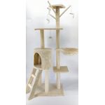 TEDAYA Kratzbaum Katzenbaum beige, 48x34x135cm, mit Spielmäusen, Leiter und Höhle - Preisvergleich