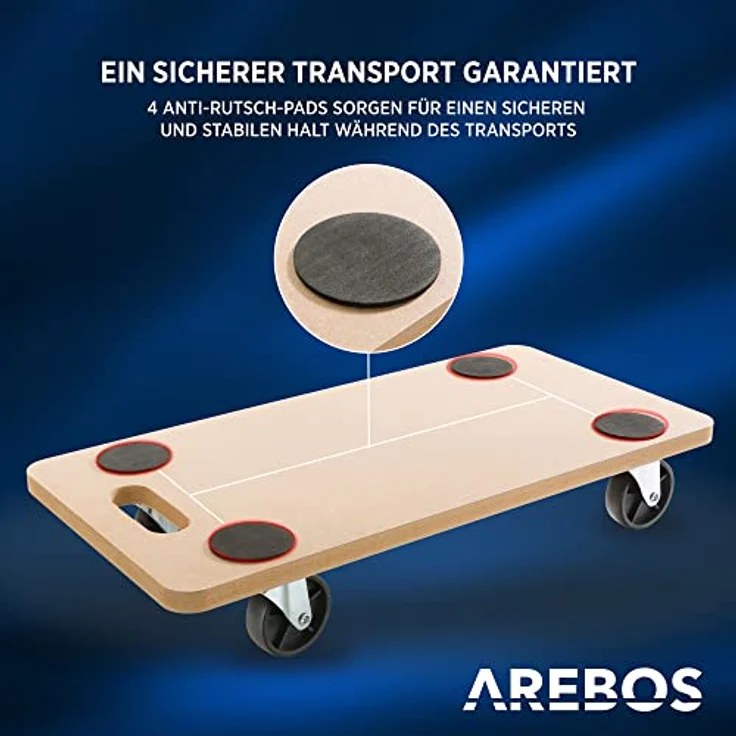 2x AREBOS Rollbrett Möbelroller Transportroller Transporter Möbelhund 200kg – Bild 4