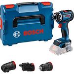 Bosch Professional 18V System Akku-Schrauber GSR 18V-90 FC (FlexiClick, hartes Drehmoment von 64 Nm, bürstenloser Motor, 2 Gänge, inkl. 1x GFA 18-M, 1x GFA 18-E, 1x GFA 18-W, in L-BOXX)