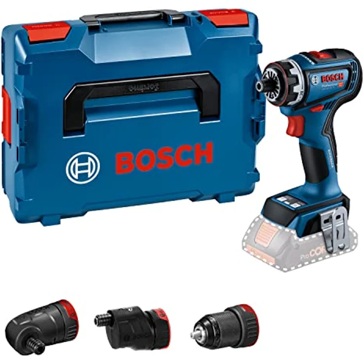 Bosch Professional 18V System Akku-Schrauber GSR 18V-90 FC (FlexiClick, hartes Drehmoment von 64 Nm, bürstenloser Motor, 2 Gänge, inkl. 1x GFA 18-M, 1x GFA 18-E, 1x GFA 18-W, in L-BOXX) – Bild 1
