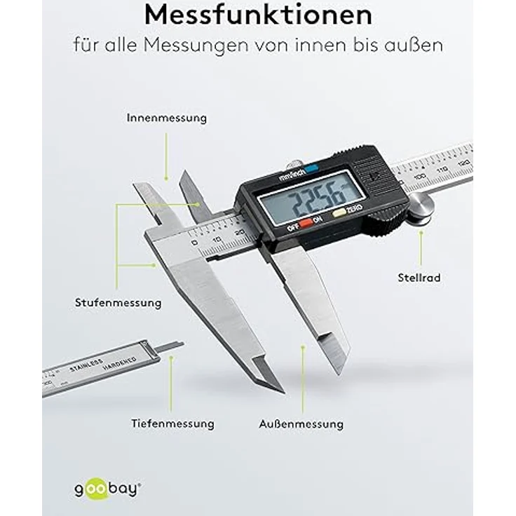 Fixpoint digitale Schieblehre - Messschieber mit LCD-Display extra lang bis 300mm – Bild 4