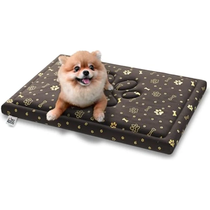 FDM Puddy wasserdichtes Hundebett 70x60 cm Polyurethanschaum mit waschbarem Bezug Braun/Gold – Bild 2