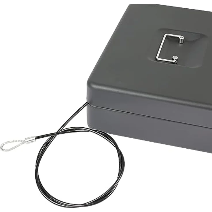 HMF 42151-02 Geldkassette abschließbar mit Münzzählbrett und Sicherungskabel, 30,5 x 24 x 9 cm, Schwarz – Bild 4