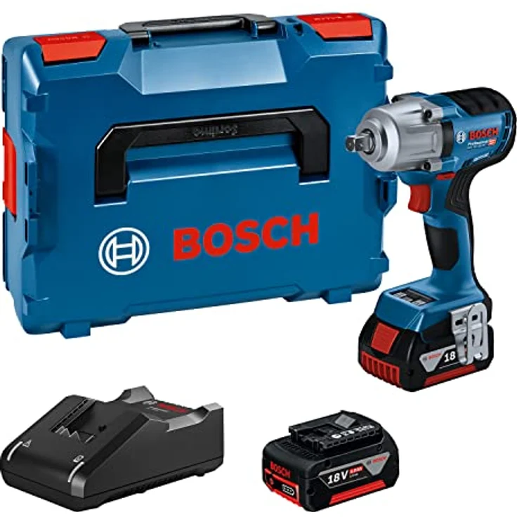 Bosch Professional 18V System Akku Drehschlagschrauber GDS 18V-450 PC, 450 Nm Anziehmoment, 800 Nm Losbrechmoment, inkl. 2x 5.0Ah, Schnellladegerät GAL 18V-40, L-BOXX – Bild 1