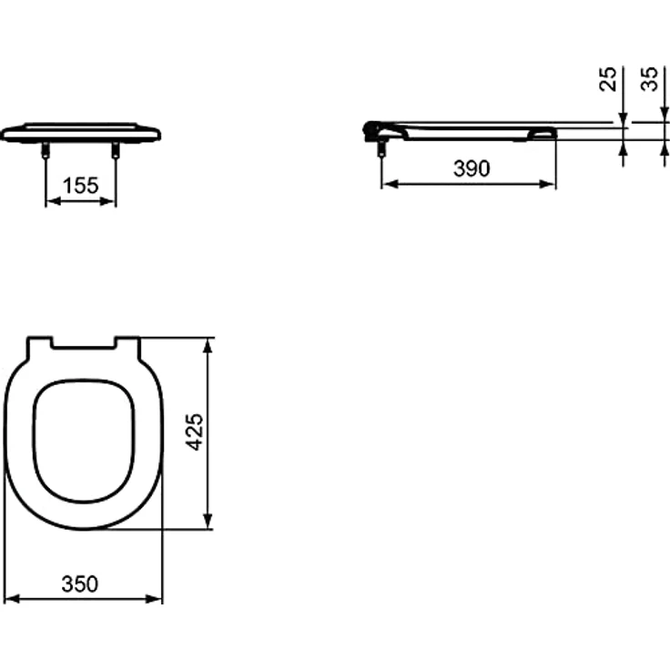 Ideal Standard WC-Sitzring Connect Freedom, weiß, Duroplast mit Edelstahlscharniere und stabilen Winkelpuffern, barrierefrei – Bild 3