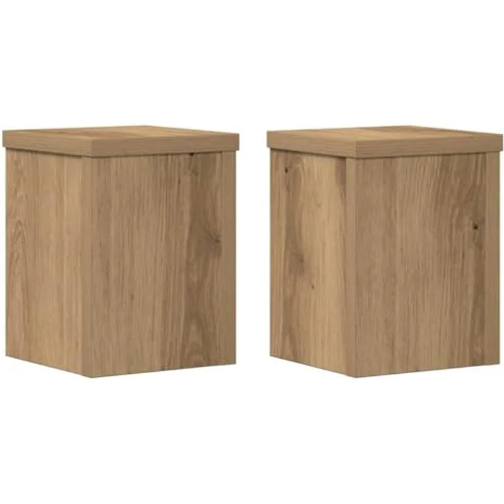 vidaXL Pflanzenständer 2er Set Artisan-Eiche, 15x15x20 cm, robuster Holzwerkstoff, leicht zu reinigen – Bild 1