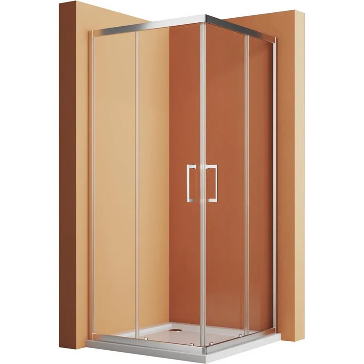 Hopibath Eckdusche 100x80 80x80 Duschkabine Eckeinstieg, 5mm Sicherheitsglas, Doppel Schiebetür, Rechts-und Links montierbar, Chrom