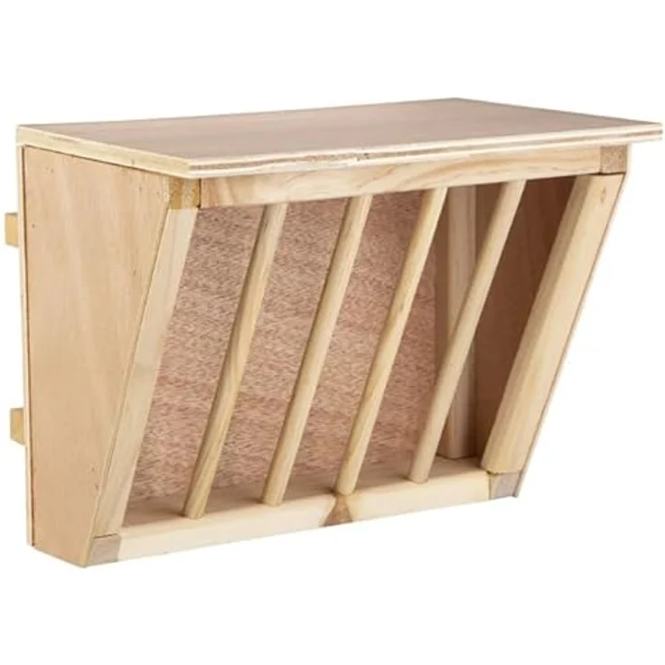 MICA Nagerhaus Heuraufe mit Sitzbrett für Nager, Holz, ca. 25 x 17 x 20 cm – Bild 1
