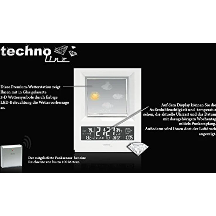 Technoline Wetterstation WS 6620, Wettervorhersage mit 12h Luftdruckhistorie und LCD-Display in Hochglanz-Optik – Bild 2