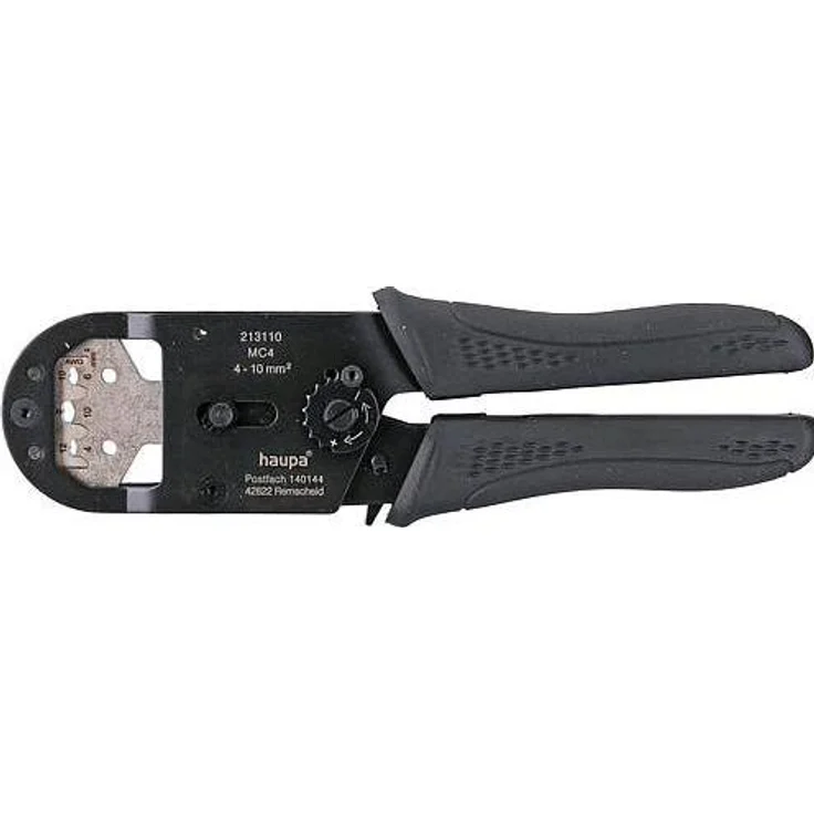 Haupa HUPcompact HC06 F, Crimpzange für MC4-Stecker, 4-10 mm², robuste Bauweise aus gehärtetem Stahl, 5 kN Presskraft, bis zu 50.000 Verpressungen