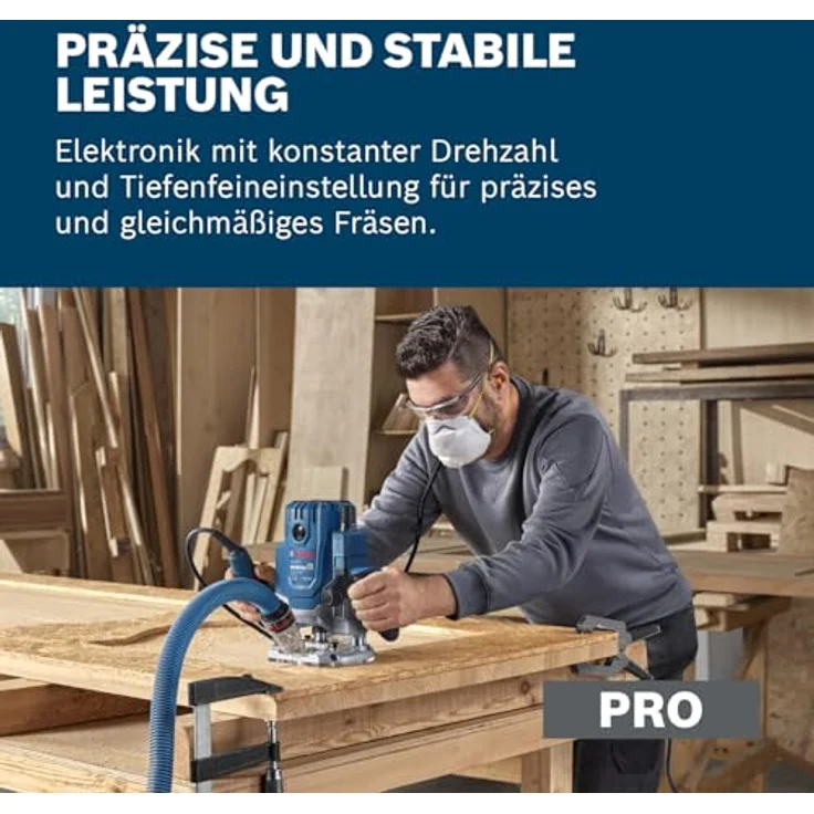 Bosch Professional GOF 20-12, kabelgebundene Oberfräse mit 2000W, Staubabsaugung, Rollenführung, Parallelanschlag und Spannzangen-Set – Bild 4