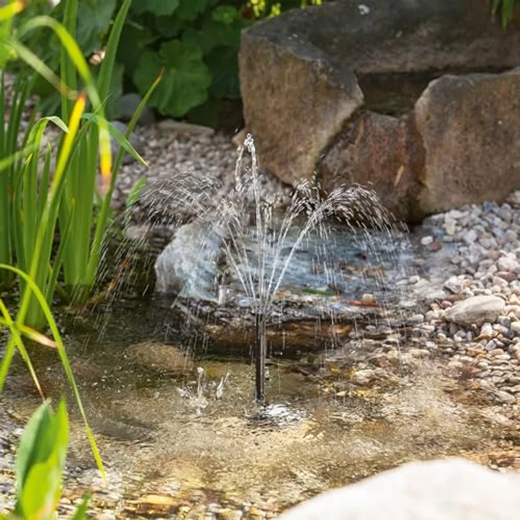 Esotec Solar Teichpumpe Set mit Filter und Sprinkler, 250 l/h, Solarmodul 5W, inkl. Erdspieß und 4 Sprinkleraufsätzen, für Außenbereiche, 101909 – Bild 4