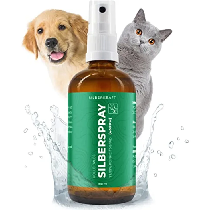 Silberkraft Kolloidales Silberspray für Fellpflege, 100 ml - Beruhigende Wundheilung bei Juckreiz, Hotspots & Hautreizungen für Hunde, Katzen, Pferde & Kleintiere