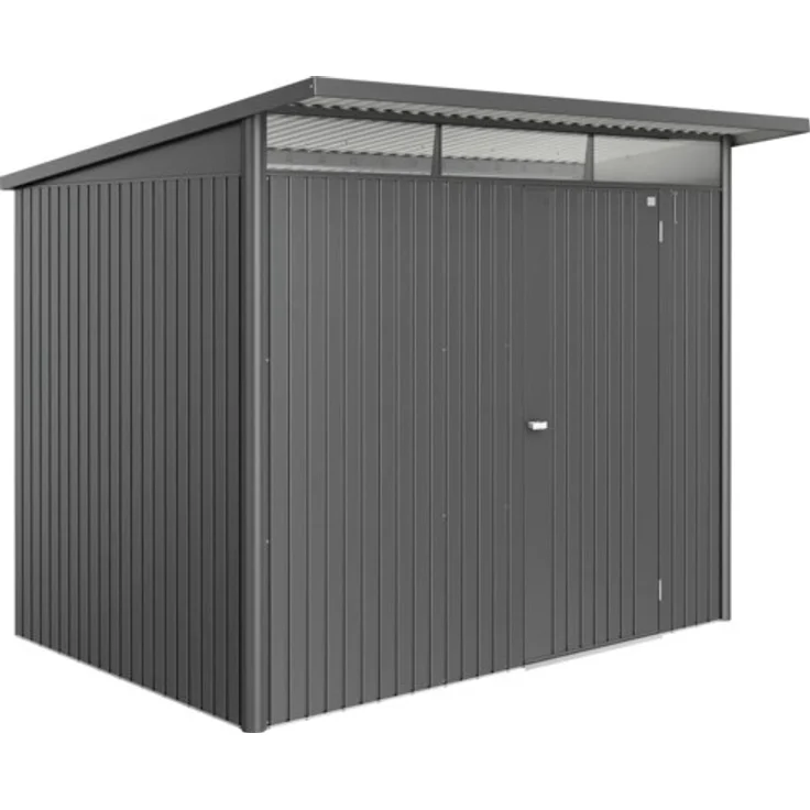 Biohort Gartenhaus AvantGarde Eco A5 Standardtür 260 x 220 cm dunkelgrau-metallic, mit gesickter Tür und Drehgriff-Zylinderschloss