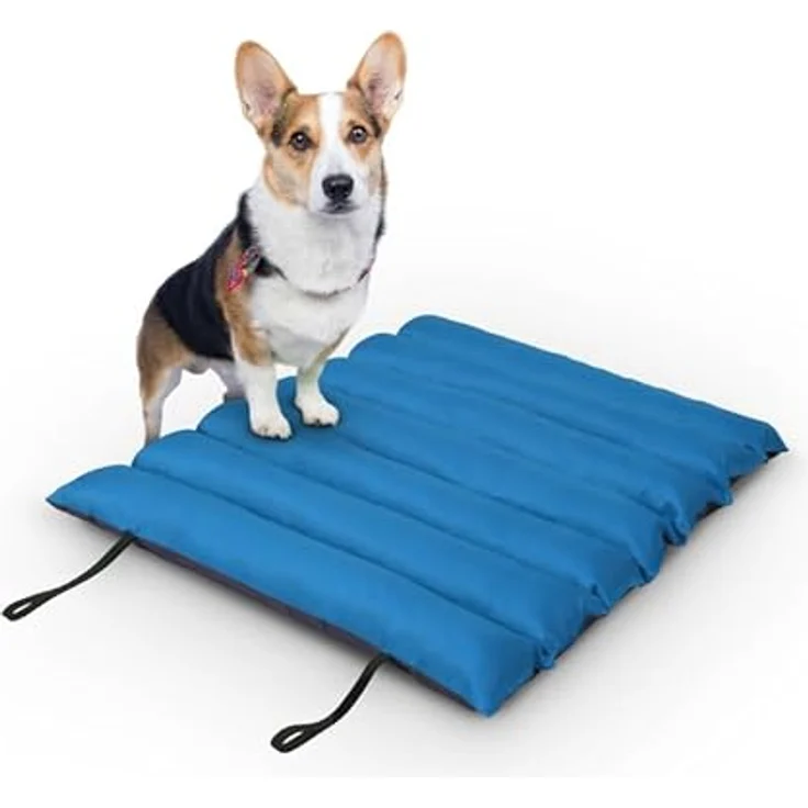 Bestlivings Hundematte 85x70cm (Blau) - Outdoor - wasserabweisend & atmungsaktiv - Hundebett gepolstert - waschbares Hundekissen für draußen – Bild 1