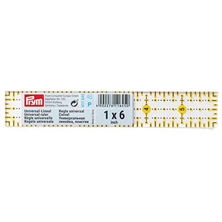 Prym 611645 Universal-Lineal 1 x 6 inch, Omnigrid, transparent
