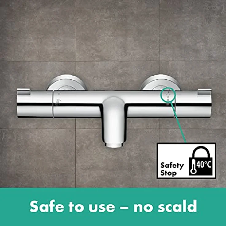 hansgrohe Aufputz Wannenthermostat Ecostat (Thermostatarmatur für 2 Funktionen) Chrom – Bild 3