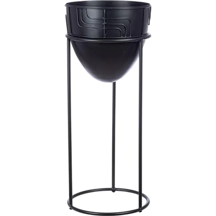 GILDE Übertopf Labyrinth, Metall matt schwarz, Höhe 57 cm x Ø 24 cm, ideal für Innen- und Außenbereich – Bild 1