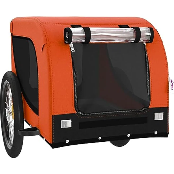 vidaXL Fahrradanhänger Hunde Orange und Schwarz Oxford-Gewebe & Eisen – Bild 5