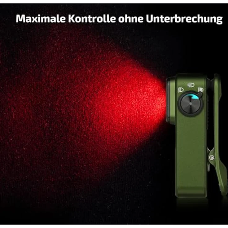 OLIGHT Oclip Pro Mini LED Taschenlampe, 500 LM wiederaufladbar mit Flutlicht, fokussiertem Licht und Rotlicht, IPX6 wasserdicht, grün – Bild 5