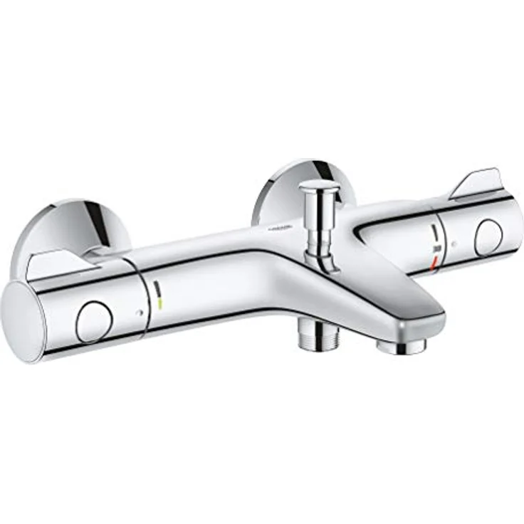 GROHE Grohtherm 800 - Thermostat- Wannenbatterie (inkl. Auslauf mit Mousseur, Sicherheitssperre bei 38°, mit S-Anschlüssen) , chrom, 34567000 – Bild 1
