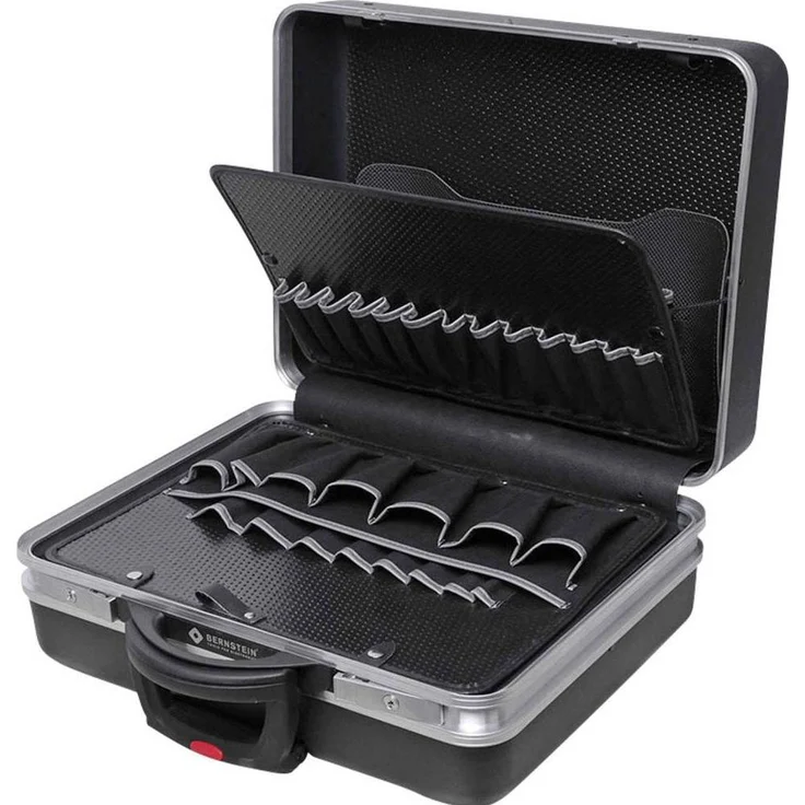 Bernstein ServiceKoffer PROTECTION XL42, Werkzeugkoffer mit 42 Einsteckfächern, robuster Doppel-Aluminiumrahmen, flugtauglich, mit Rollen