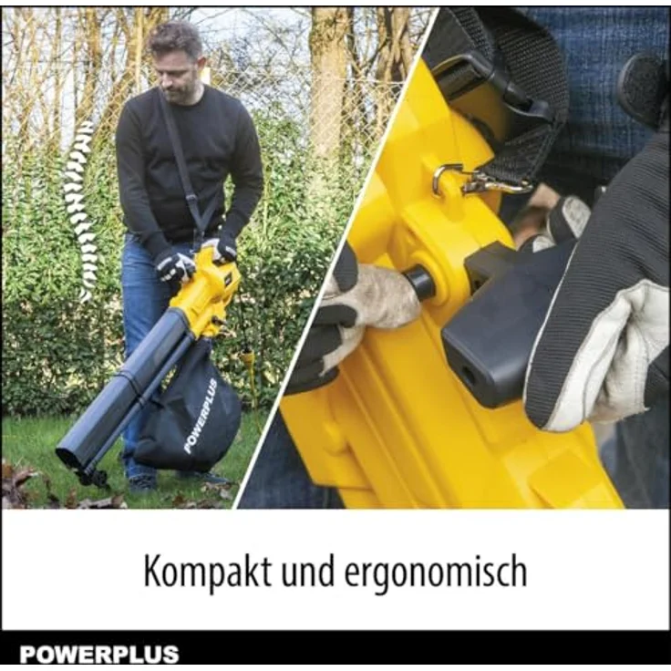 Powerplus POWEG4030, Elektrischer Laubbläser mit 3300 W, 250 km/h Luftgeschwindigkeit, 40 L Auffangbeutel und Zerkleinerer – Bild 6