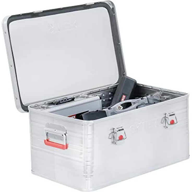Stier Werkzeugkoffer Alubox, robuste Aluminium-Box mit gummierter Dichtung, stapelbar, spritzwassergeschützt und mit verchromtem Stahlverschluss – Bild 3