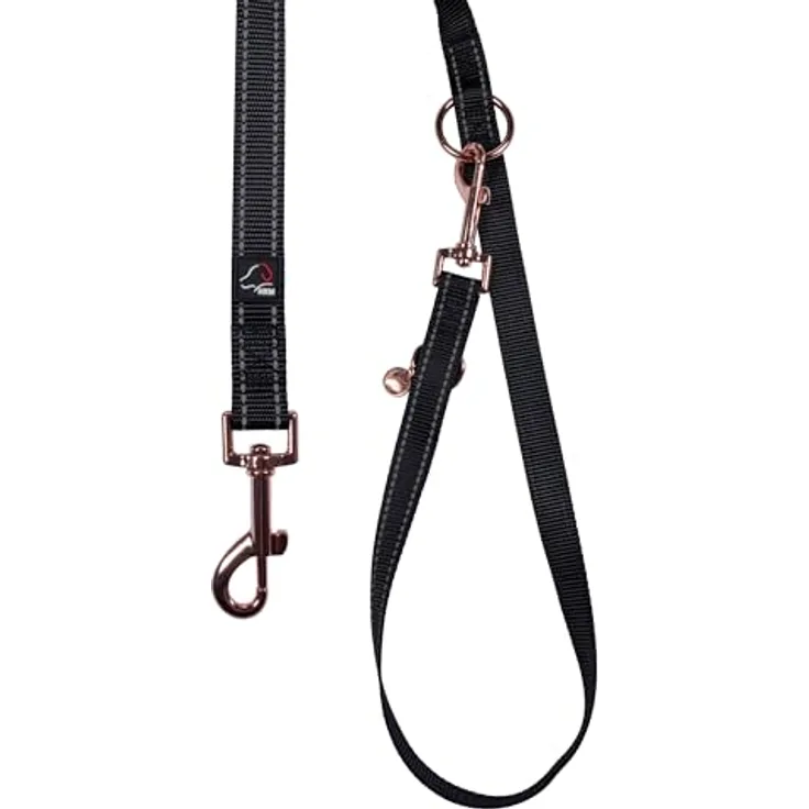 HKM ANAM Cara Hundetrainingsleine, Schwarz/Rosegold, weich und verstellbar, einfach zu tragen und zu entfernen