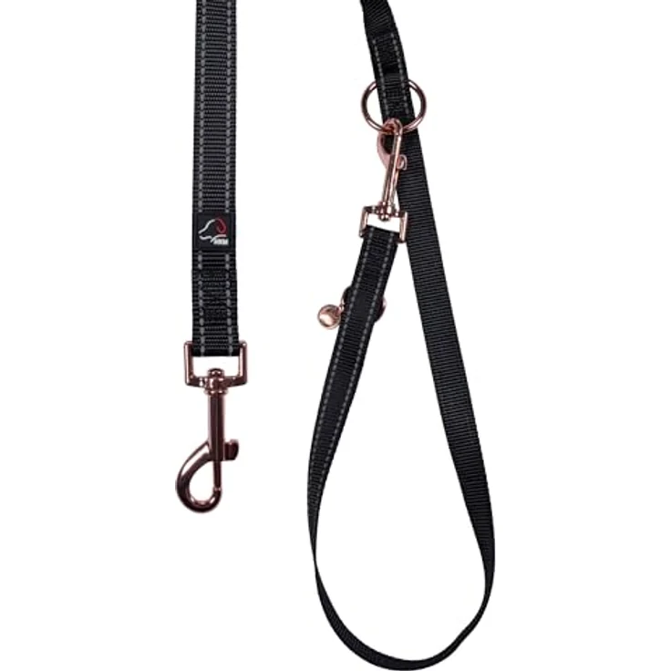 HKM ANAM Cara Hundetrainingsleine, Schwarz/Rosegold, weich und verstellbar, einfach zu tragen und zu entfernen