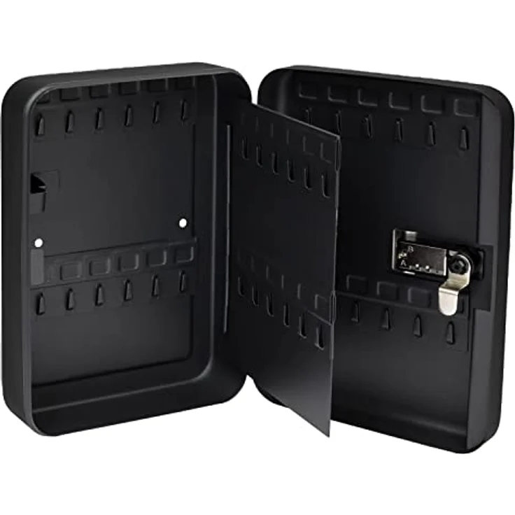 HMF Schlüsselkasten mit 3er Zahlencode, 8 nummerierte Hakenleisten für bis zu 48 Schlüssel, 25 x 18 x 7 cm, Schwarz – Bild 5