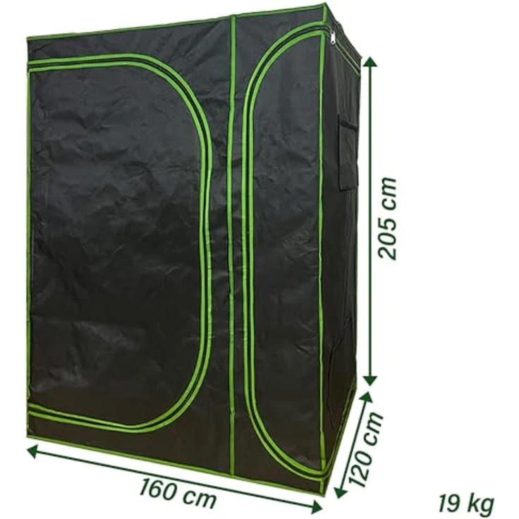 Kingpower Gewächshaus Gewächshaus Zuchtzelt Growschrank Zuchtschrank 160x120x205 cm, Indoor Pflanzenzucht, 99,9% lichtundurchlässig, 95% Lichtreflektion, Schwarz/Grün – Bild 8