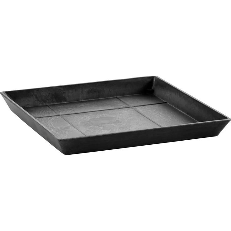 ECOPOTS Blumentopfuntersetzer SQUARE SAUCER Dark Grey, Recyclingkunststoff, bruchsicher, UV- und frostsicher