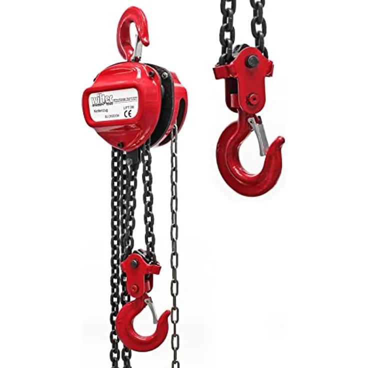 Wiltec Kettenzug 3000Kg, 3T Seilzug mit 3M Kettenlänge und 25M Hubhöhe, drehbarer Lasthaken, robust und langlebig – Bild 1