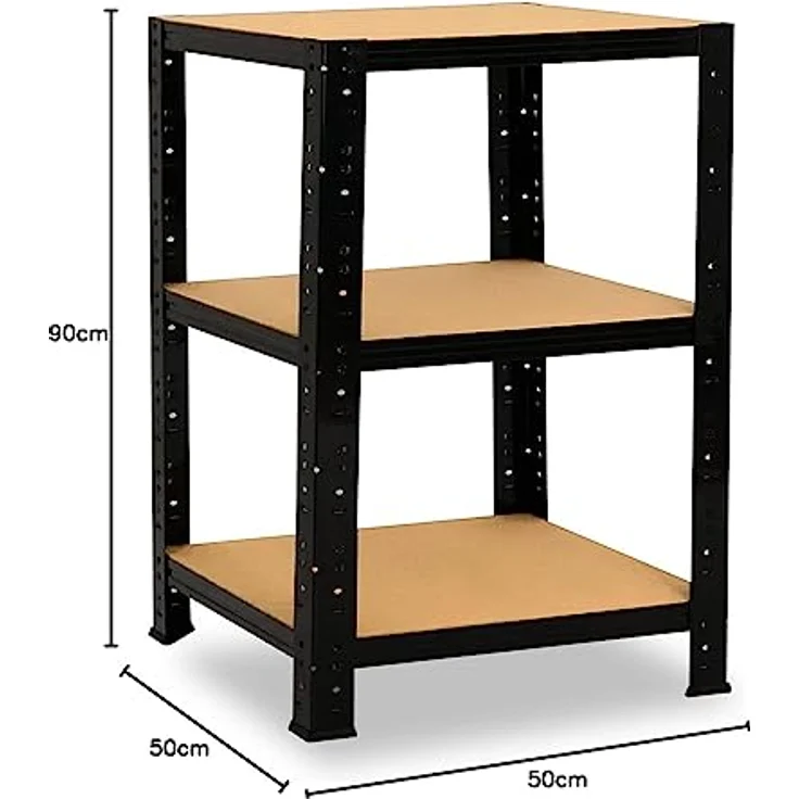 shelfplaza® 90x50x50cm BLACK Schwerlastregal - 3 Böden à 175kg Tragkraft, Metallregal schwarz - flexibel, stabil & einfach aufzubauen – Bild 2