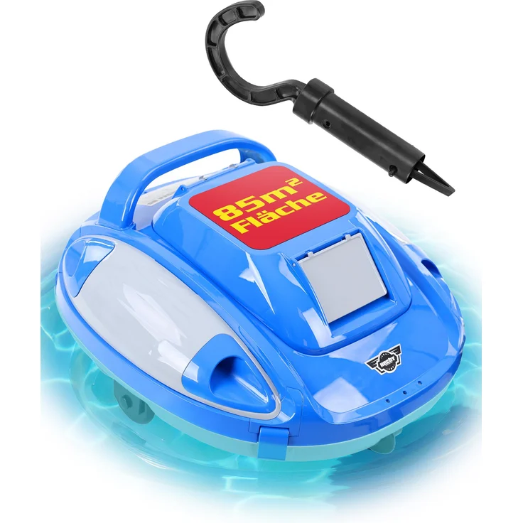 HECHT Bluesea 85, kabelloser Poolroboter mit 1-Klick-Bedienung, 110 min Laufzeit, 5000mAh Akku, für Pools bis 85 m², leicht mit 3 kg