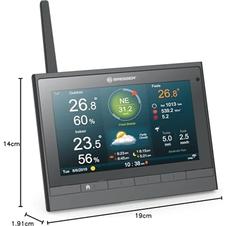 Bresser MeteoChamp 7-in-1 Wetterstation, WLAN mit Solar-Aussensensor und Alarmfunktion, Weiss – Bild 9