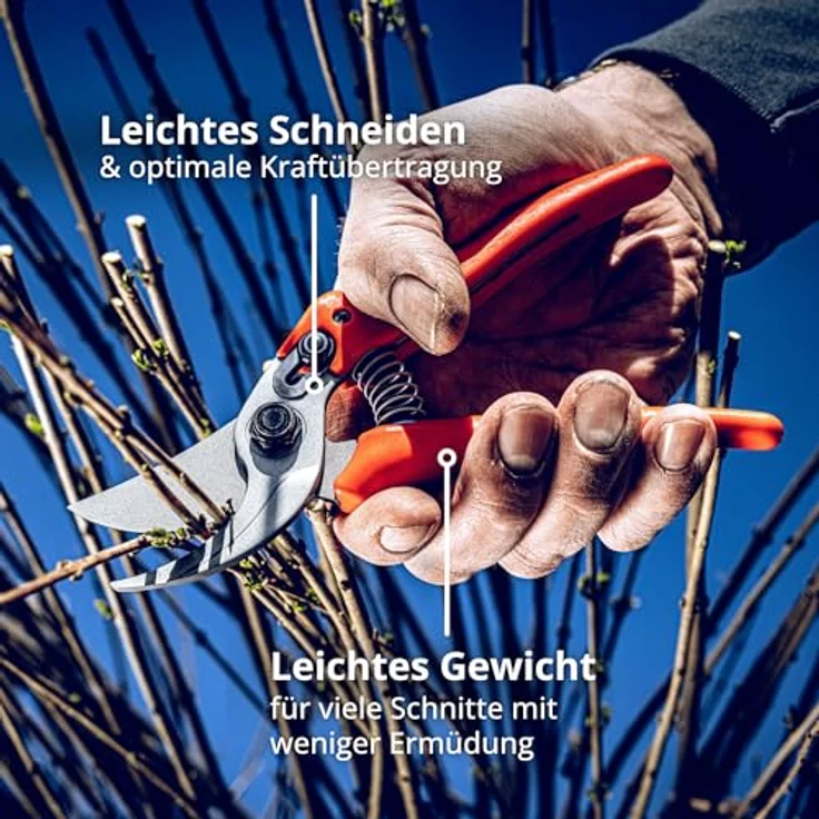Original Löwe 14 Gartenschere Rosenschere 14.107 mit scharfen Stahlklingen aus Carbon - leichte Bypass-Schere mit Antihaftbeschichtung zum Schneiden für Rosenbüsche Rosenzweige Äste Schnittblumen Rechtshänder klein – Bild 6