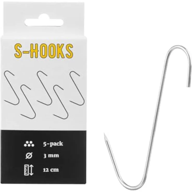Fleischhaken zum Räuchern 5er Set - Edelstahl - 12cm - extra langer Spieß HW-03
