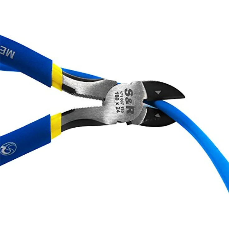 S&R Seitenschneider 180x24 mm, Hochwertiger 55 High Carbon Stahl, phosphatierte Schneidbacken, integrierte Zange, doppelt ummantelte Griffe – Bild 4