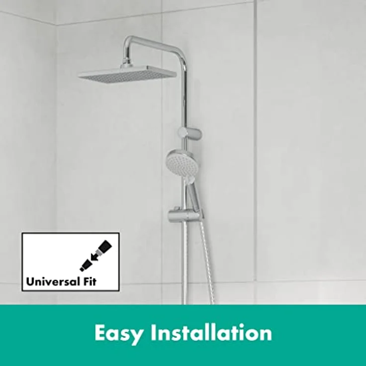 hansgrohe Duschsystem Vernis Shape, Kopfbrause 23cm, wassersparend mit Thermostat, chrom – Bild 6