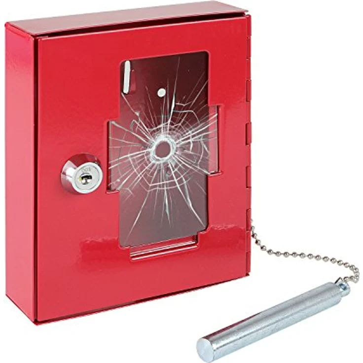 HMF 1021-03 Notschlüsselkasten mit Glasbruchhammer, 15,0 x 12,0 x 4,0 cm, RAL 3001 rot – Bild 5