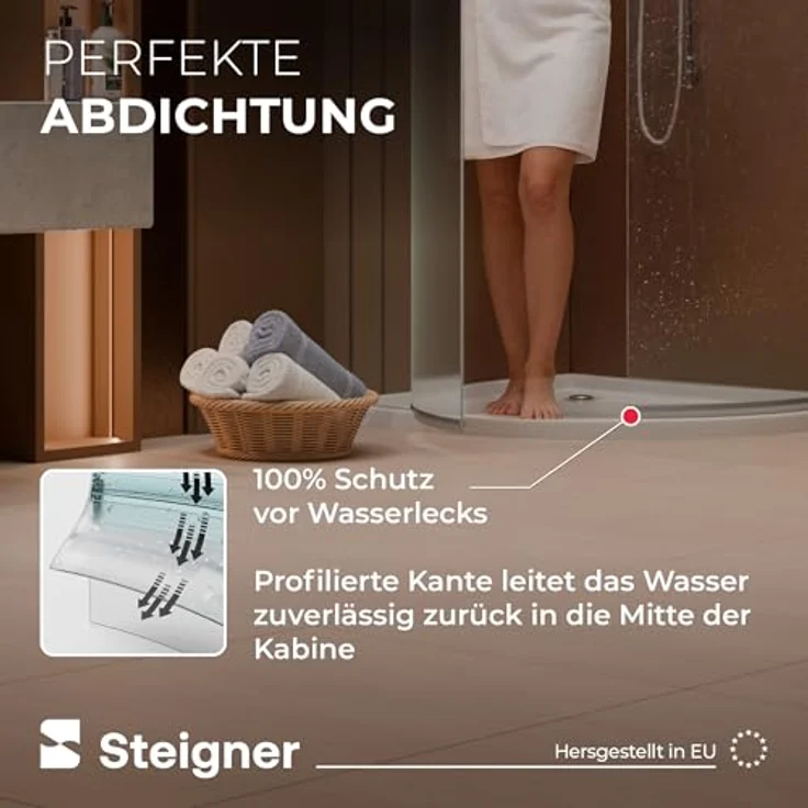 STEIGNER Duschdichtung vorgebogen UK09, 80 cm Transparent für 6-8 mm starke Scheiben, UV- und schimmelresistent – Bild 3
