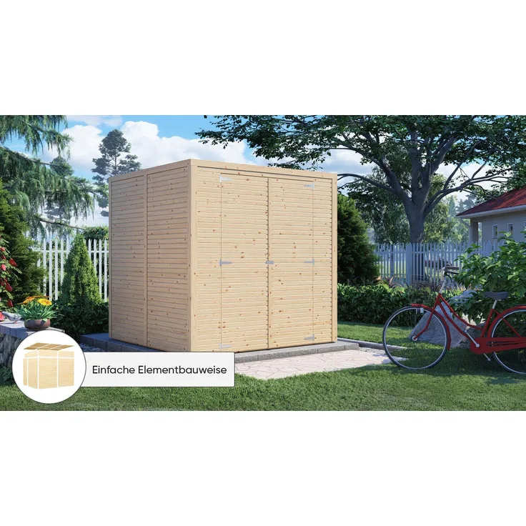 KONIFERA Gartenhaus Beno 3 Fineline Flachdach, BxT: 207x211 cm, hohe Doppeltüren, mehr Stauraum