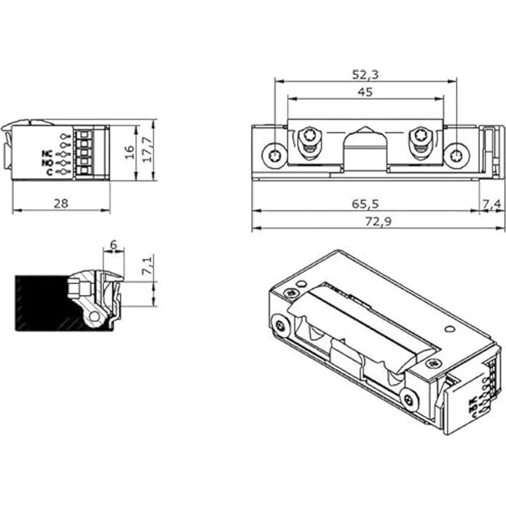 Magni E-Öffner 5U8X10, Türöffner + Türschliesser 12V DC mit Ruhestrom, hohe Aufbruchfestigkeit 4800 N, verstellbare Falle 3 mm – Bild 2