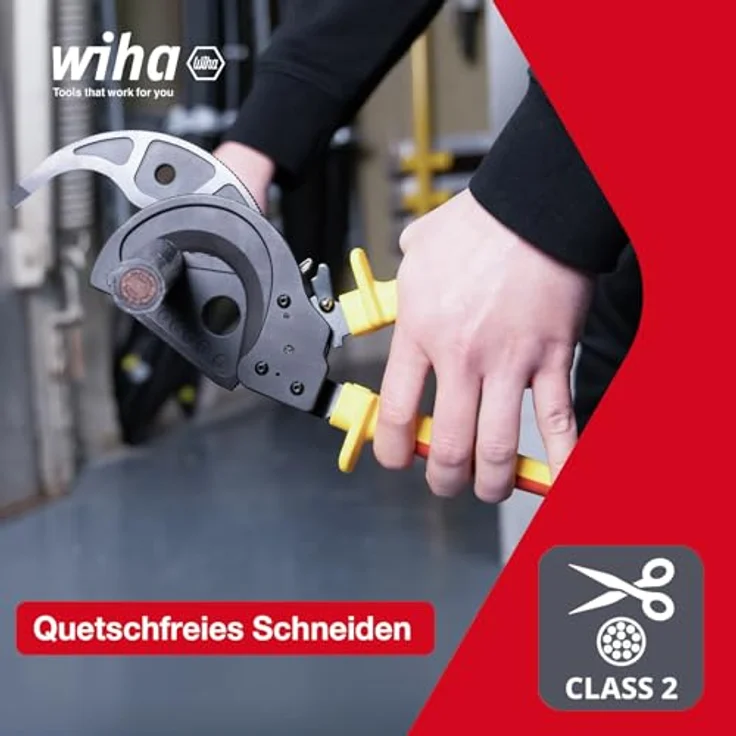 Wiha Seitenschneider Kabelschneider (46675), Ratschenkabelschneider für Cu- und AI-Kabel, bis 500 mm², isoliert, gelb/schwarz – Bild 2