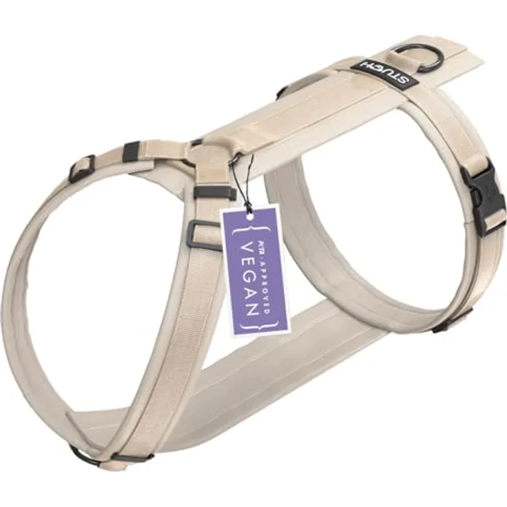 STUCH Hundegeschirr - verstellbares Nylon Geschirr - gepolstert - Für kleine, mittlere und große Hunde, Farbe:Beige, Größe:XS