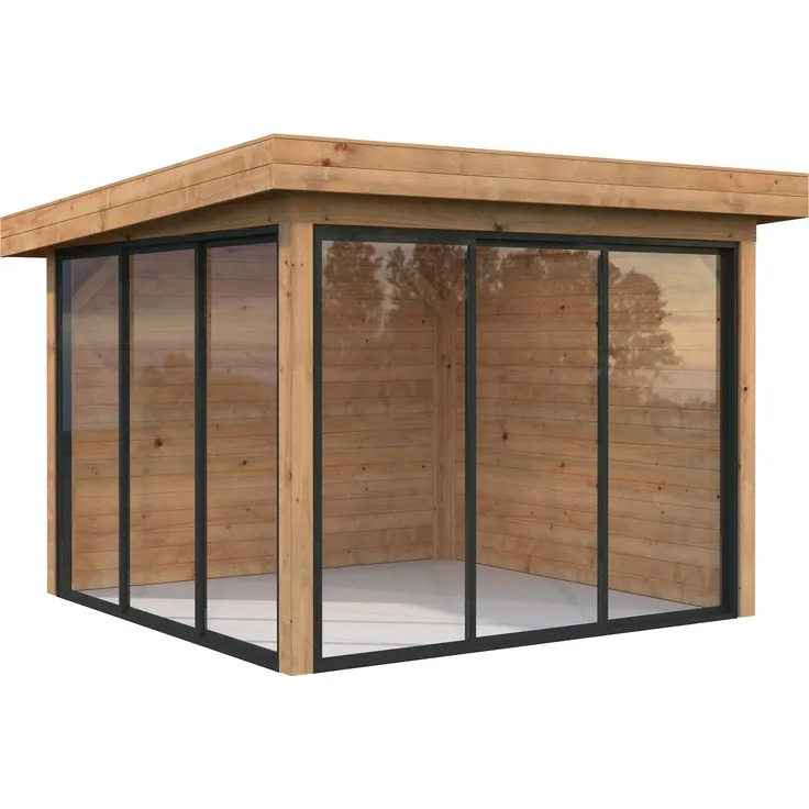 Palmako Gartenhaus Connect Lenna 8,3 m² SET 401 Slide, hellbraun, tauchgrundiert, Pultdach