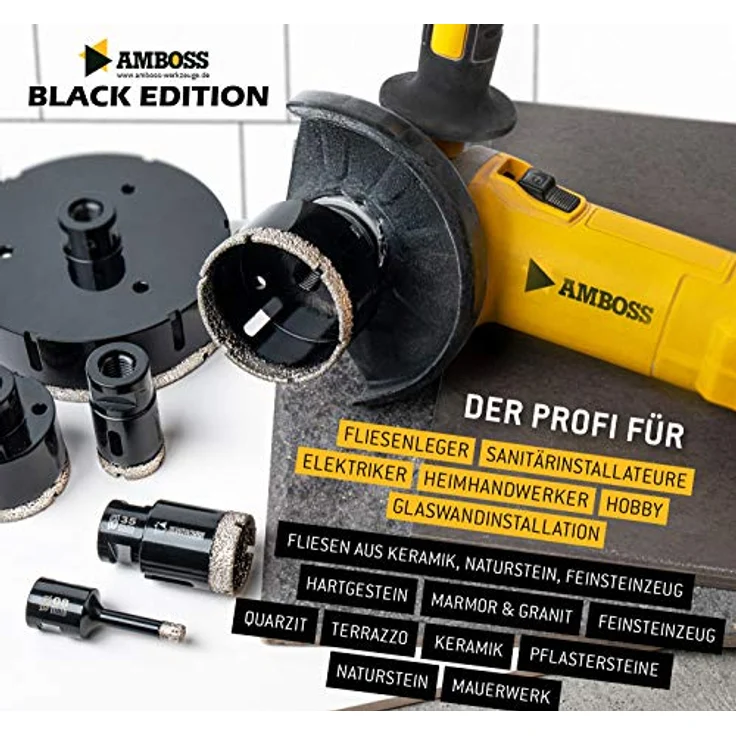 Amboss - Diamant Bohrkrone 5 mm (M14) für Winkelschleifer | Geeignet für Feinsteinzeug, harte Fliesen, Granit etc. – Bild 2
