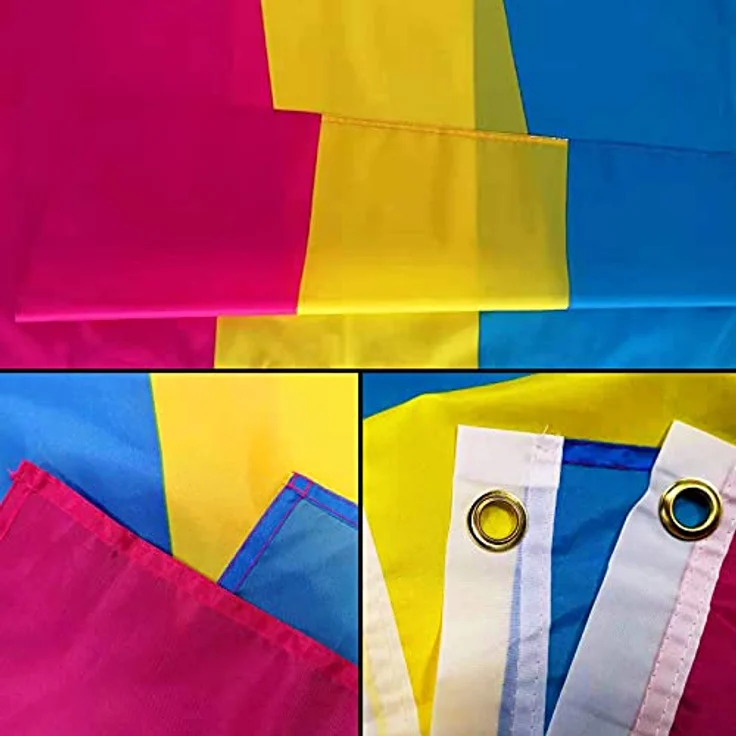 MOGADEE Pansexual Pride Flag, 90 x 150 cm wetterfeste Flagge mit Messingösen, doppelt gefaltet, für Innen- und Außenbereich, LGBT-Aktivitäten – Bild 5
